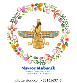 illustration of Zoroastrianism holiday Happy Jamshedi Navroz traditional festival background of Parsi