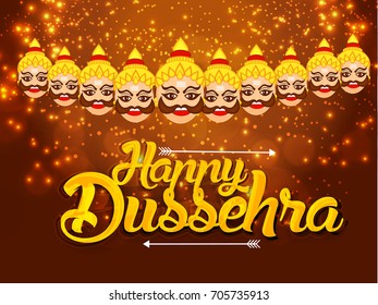 Illustration,banner or poster of dussehra with ten headed Ravana.