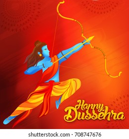 Illustration,banner or poster of dussehra with ten headed Ravana.