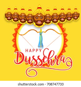Illustration,banner or poster of dussehra with ten headed Ravana.