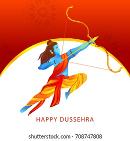 Illustration,banner or poster of dussehra with ten headed Ravana.