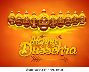 Illustration,banner or poster of dussehra with ten headed Ravana.
