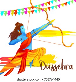 Illustration,banner or poster of dussehra with ten headed Ravana.