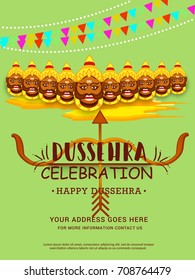 Illustration,banner or poster of dussehra with ten headed Ravana.