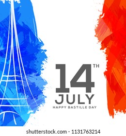 Illustration,banner or poster for French National Day.Happy Bastille Day.