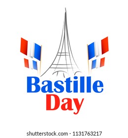 Illustration,banner or poster for French National Day.Happy Bastille Day.