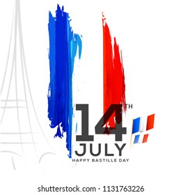 Illustration,banner or poster for French National Day.Happy Bastille Day.