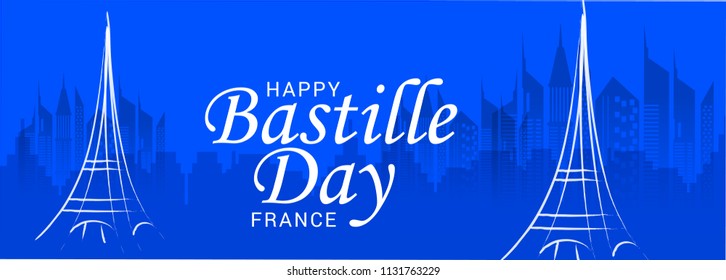Illustration,banner or poster for French National Day.Happy Bastille Day.