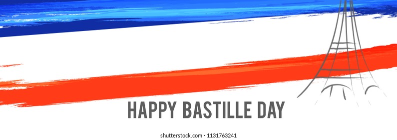 Illustration,banner or poster for French National Day.Happy Bastille Day.