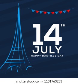 Illustration,banner or poster for French National Day.Happy Bastille Day.