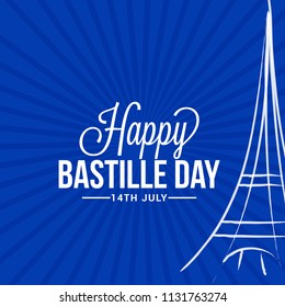 Illustration,banner or poster for French National Day.Happy Bastille Day.