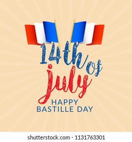 Illustration,banner or poster for French National Day.Happy Bastille Day.