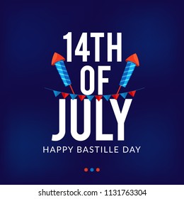 Illustration,banner or poster for French National Day.Happy Bastille Day.