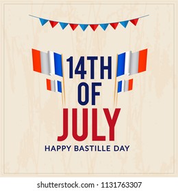 Illustration,banner or poster for French National Day.Happy Bastille Day.