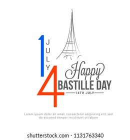 Illustration,banner or poster for French National Day.Happy Bastille Day.