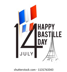 Illustration,banner or poster for French National Day.Happy Bastille Day.