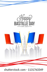 Illustration,banner or poster for French National Day.Happy Bastille Day.