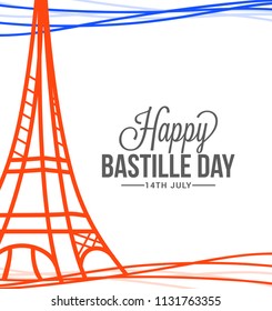 Illustration,banner or poster for French National Day.Happy Bastille Day.