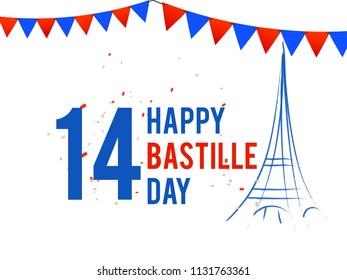 Illustration,banner or poster for French National Day.Happy Bastille Day.