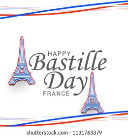 Illustration,banner or poster for French National Day.Happy Bastille Day.