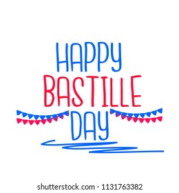 Illustration,banner or poster for French National Day.Happy Bastille Day.
