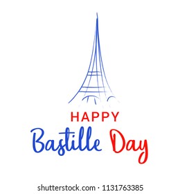 Illustration,banner or poster for French National Day.Happy Bastille Day.