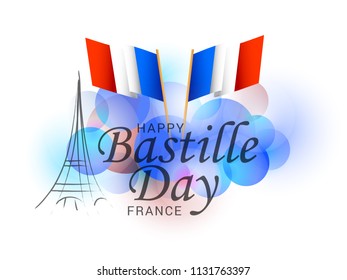 Illustration,banner or poster for French National Day.Happy Bastille Day.