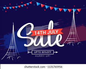 Illustration,banner or poster for French National Day.Happy Bastille Day.