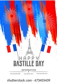 Illustration,Banner Or Poster For The French National Day.Happy Bastille Day.