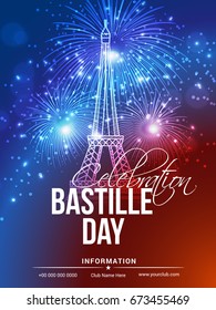 Illustration,Banner Or Poster For The French National Day.Happy Bastille Day.