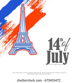 Illustration,Banner Or Poster For The French National Day.Happy Bastille Day.