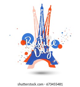 Illustration,Banner Or Poster For The French National Day.Happy Bastille Day.