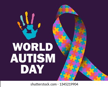 Illustration,banner or poster of World autism awareness day.