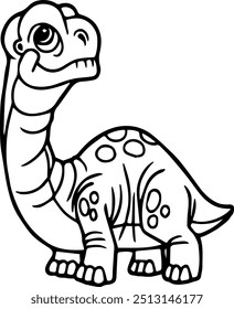 illustrationBrontosaurus dinosaur This type of dinosaur has a long neck and its body can reach 26 meters with a weight of 32 tons.The black and white silhouette is good for learning or education.