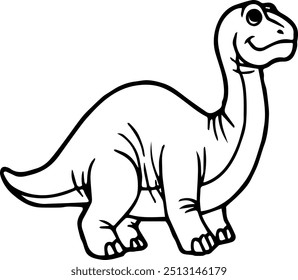 illustrationBrontosaurus dinosaur This type of dinosaur has a long neck and its body can reach 26 meters with a weight of 32 tons.The black and white silhouette is good for learning or education.