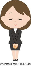 As for the illustration,businesswoman is bowing.