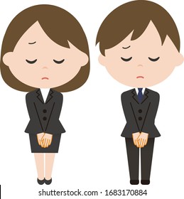 As for the illustration,businesswoman and  businessman apologize.