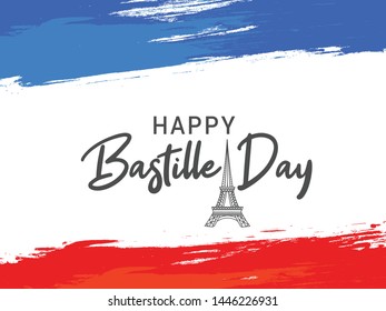 
Illustration,card,banner or poster for French National Day,Happy Bastille Day.