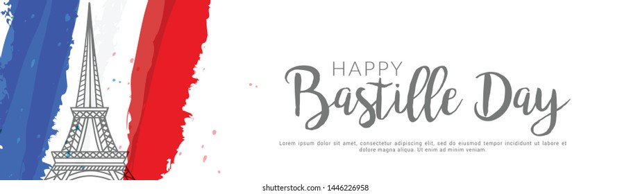 
Illustration,card,banner or poster for French National Day,Happy Bastille Day.