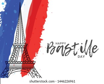 
Illustration,card,banner or poster for French National Day,Happy Bastille Day.