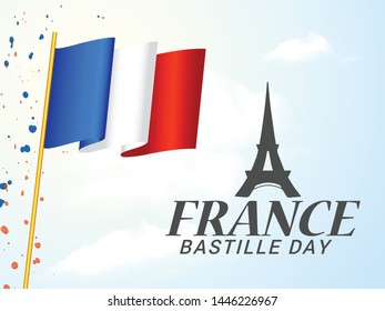 
Illustration,card,banner or poster for French National Day,Happy Bastille Day.