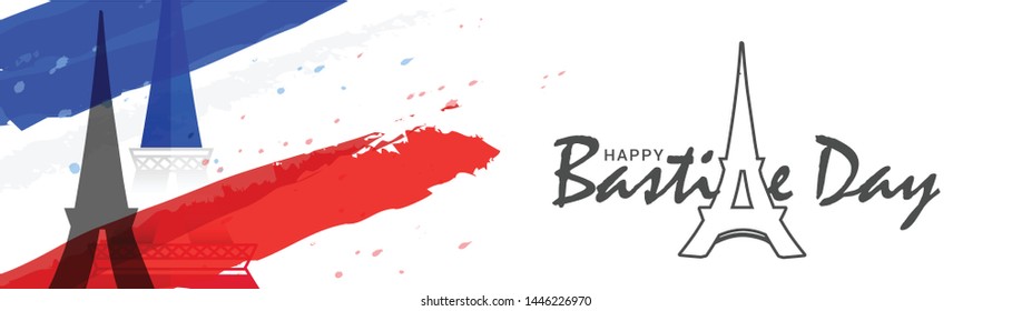 
Illustration,card,banner or poster for French National Day,Happy Bastille Day.