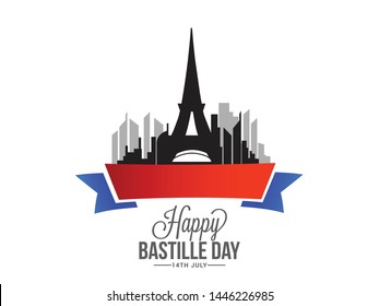 
Illustration,card,banner or poster for French National Day,Happy Bastille Day.