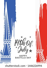 
Illustration,card,banner or poster for French National Day,Happy Bastille Day.