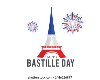 
Illustration,card,banner or poster for French National Day,Happy Bastille Day.