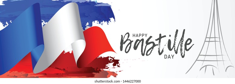 
Illustration,card,banner or poster for French National Day,Happy Bastille Day.