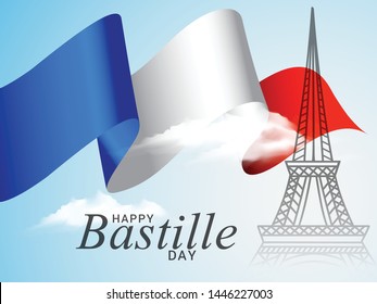 
Illustration,card,banner or poster for French National Day,Happy Bastille Day.