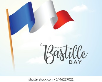 
Illustration,card,banner or poster for French National Day,Happy Bastille Day.