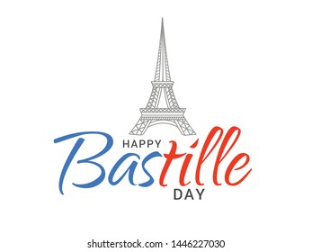 
Illustration,card,banner or poster for French National Day,Happy Bastille Day.