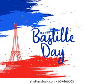 Illustration,Card,Banner Or Poster For The French National Day.Happy Bastille Day.